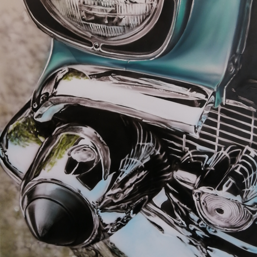 blue chrome car light and bumper